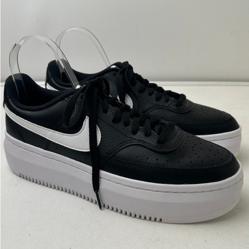 Nike Court Vision Alta LTR Black White Platform Sneakers Women's Sz 11